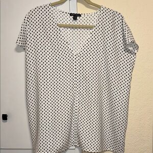 Hilary Radley Black and White Polka Dot Blouse